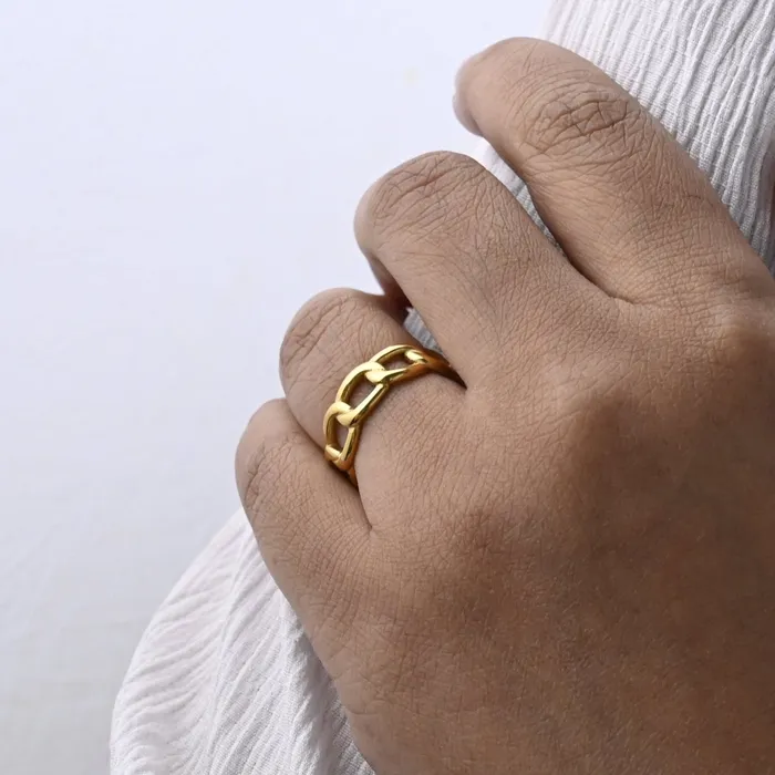 Jewelvers Rings 18k GoldFilled Chunky Cuban Link Chain Ring