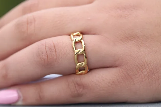 Jewelvers Rings 18k GoldFilled Chunky Cuban Link Chain Ring