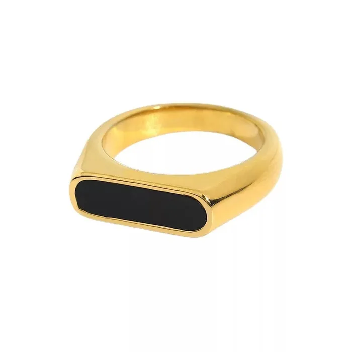 Jewelvers Rings 18K GoldFilled Rectangle Shell Ring Black