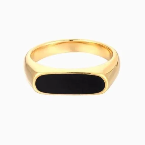 Jewelvers Rings 18K GoldFilled Rectangle Shell Ring Black Jewelvers Rings 18K GoldFilled Rectangle Shell Ring Black