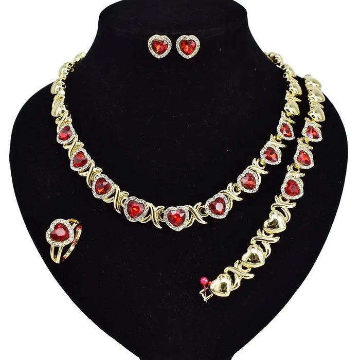 Jewelvers XO Ruby Necklace Set Necklaces