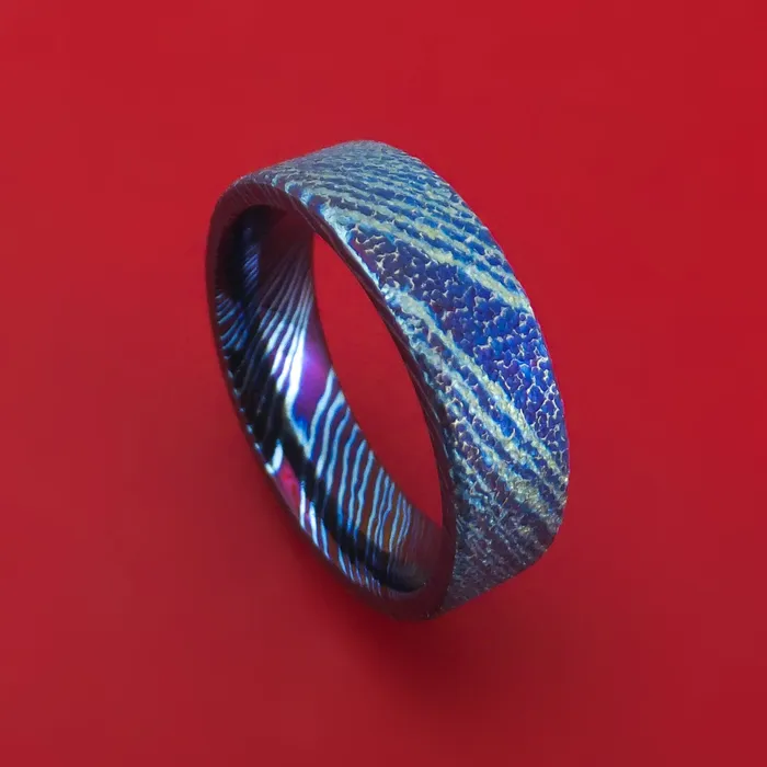 KuroTi Twisted Titanium HeatTreated Ring Custom Made Band Lashbrook Rings