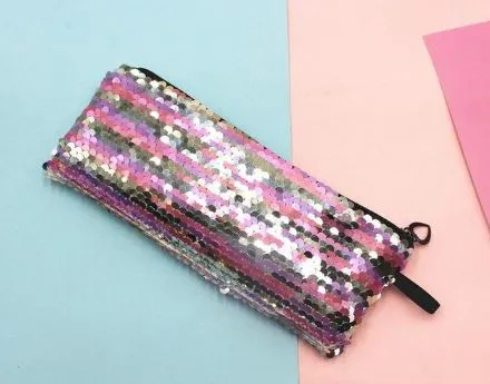 L18 Silver Pink Sequined Pencil Case POLLY Rings
