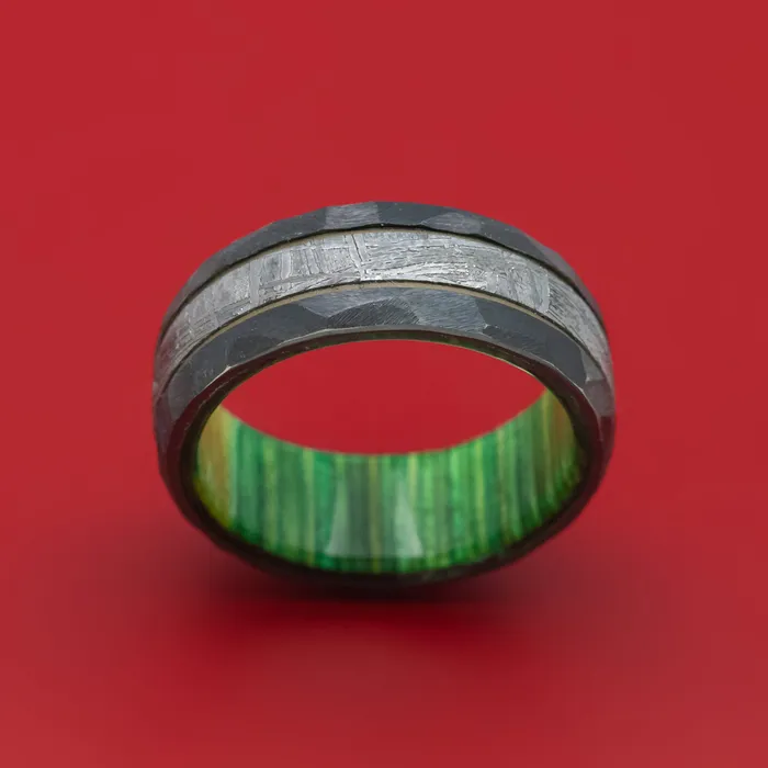 Lashbrook Rings Black Zirconium and Meteorite Ring with Cerakote Accent and Wood Sleeve Lashbrook Rings Black Zirconium and Meteorite Ring with Cerakote Accent and Wood Sleeve