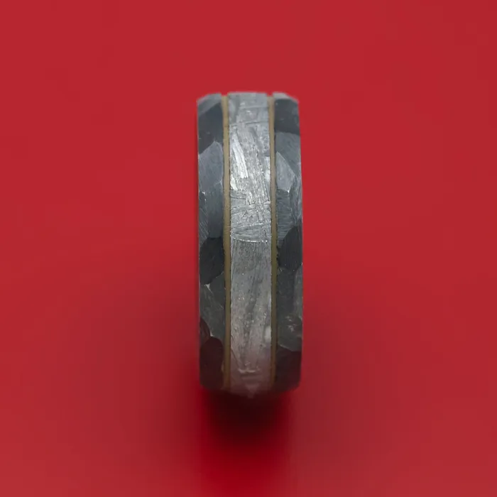 Lashbrook Rings Black Zirconium and Meteorite Ring with Cerakote Accent and Wood Sleeve Lashbrook Rings Black Zirconium and Meteorite Ring with Cerakote Accent and Wood Sleeve