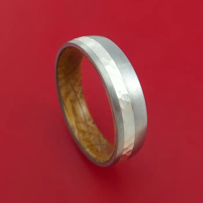Lashbrook Rings Titanium Ring with Palladium Silver Inlay and Interior Hardwood Sleeve Custom Made Band Lashbrook Rings Titanium Ring with Palladium Silver Inlay and Interior Hardwood Sleeve Custom Made Band