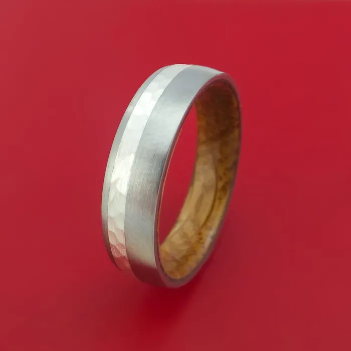 Lashbrook Rings Titanium Ring with Palladium Silver Inlay and Interior Hardwood Sleeve Custom Made Band