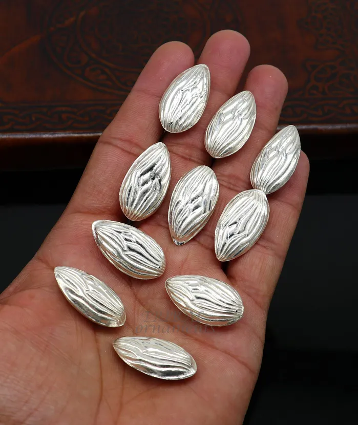 lot 5 pieces Sterling silver handmade puja article pure silver dry fruit silver almond pujagift for idols God best puja temple art su944 TribalOrnaments Necklaces lot 5 pieces Sterling silver handmade puja article pure silver dry fruit silver almond pujagift for idols God best puja temple art su944 TribalOrnaments Necklaces