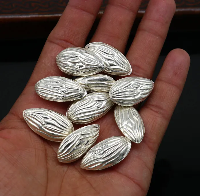 lot 5 pieces Sterling silver handmade puja article pure silver dry fruit silver almond pujagift for idols God best puja temple art su944 TribalOrnaments Necklaces lot 5 pieces Sterling silver handmade puja article pure silver dry fruit silver almond pujagift for idols God best puja temple art su944 TribalOrnaments Necklaces