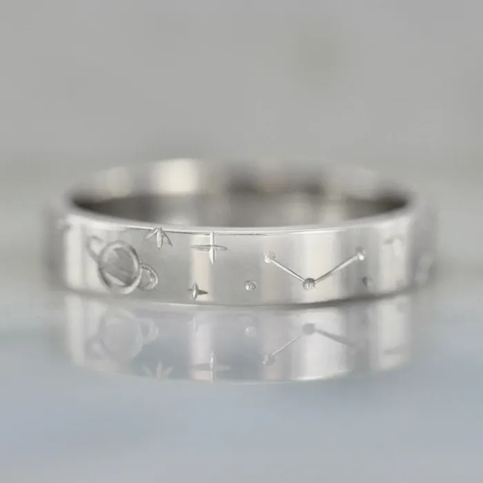 Made By Gem Breakfast Rings Stargazer Engraved Celestial Gold Band