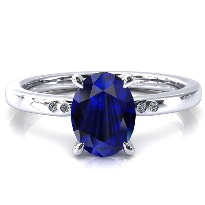 Maise Oval Blue Sapphire 4 Prong Diamond Accent Engagement Ring Fire Brilliance Rings Maise Oval Blue Sapphire 4 Prong Diamond Accent Engagement Ring Fire Brilliance Rings