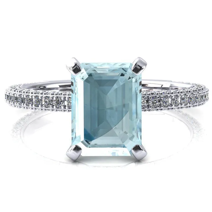 Mariyah Emerald Aqua Blue Spinel 4 Prong 34 Eternity 3 Sided Diamond Shank Engagement Ring Fire Brilliance Rings Mariyah Emerald Aqua Blue Spinel 4 Prong 34 Eternity 3 Sided Diamond Shank Engagement Ring Fire Brilliance Rings