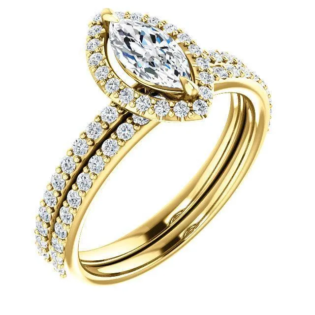 Marquise Moissanite Diamond Accent Ice Halo Ring Fire Brilliance Rings Marquise Moissanite Diamond Accent Ice Halo Ring Fire Brilliance Rings