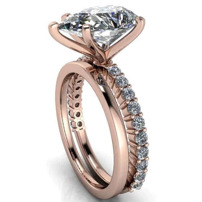 Melina Pear Center Stone 5 Prong Shared Prong Shank Engagement Ring Fire Brilliance Rings