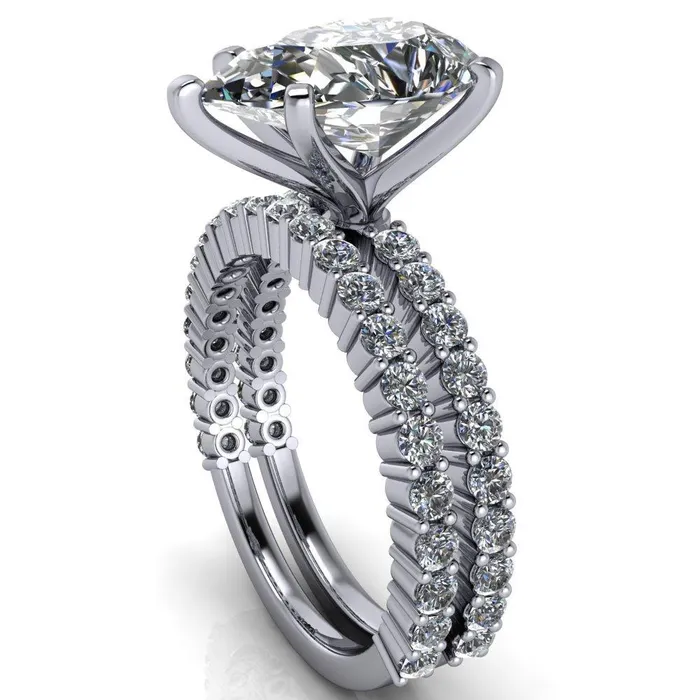 Melina Pear Center Stone 5 Prong Shared Prong Shank Engagement Ring Fire Brilliance Rings