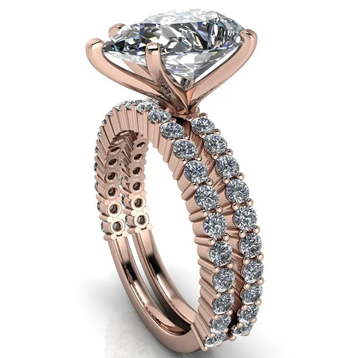 Melina Pear Center Stone 5 Prong Shared Prong Shank Engagement Ring Fire Brilliance Rings