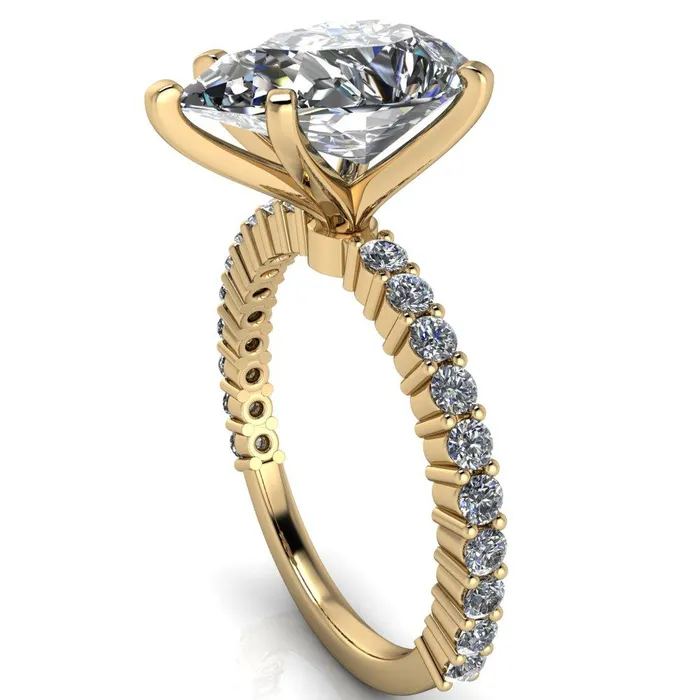 Melina Pear Center Stone 5 Prong Shared Prong Shank Engagement Ring Fire Brilliance Rings