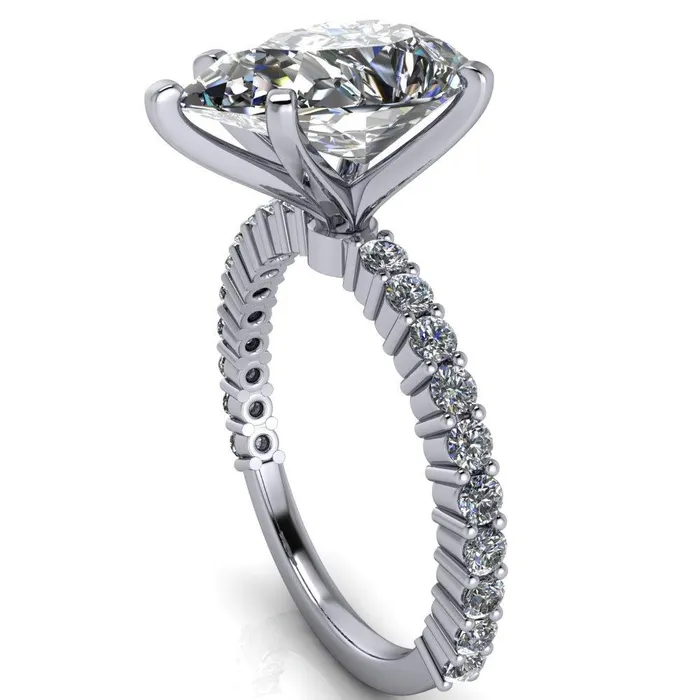 Melina Pear Center Stone 5 Prong Shared Prong Shank Engagement Ring Fire Brilliance Rings