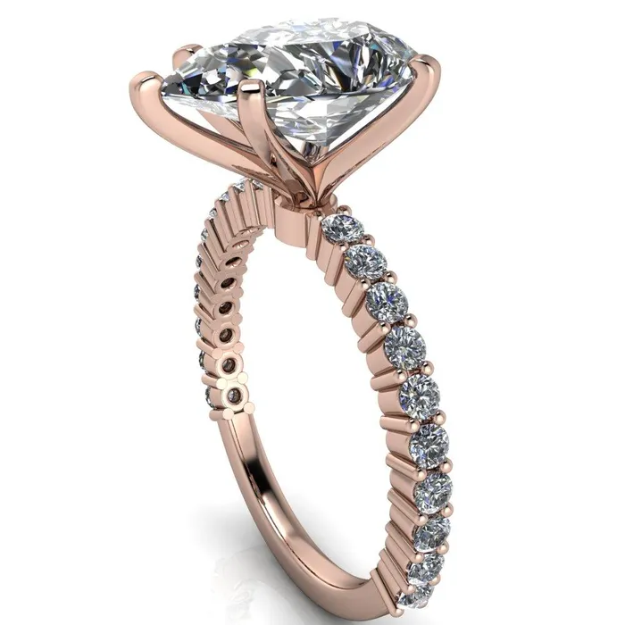 Melina Pear Center Stone 5 Prong Shared Prong Shank Engagement Ring Fire Brilliance Rings