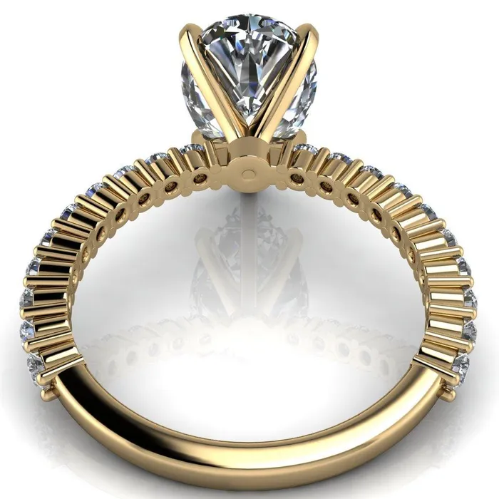 Melina Pear Center Stone 5 Prong Shared Prong Shank Engagement Ring Fire Brilliance Rings