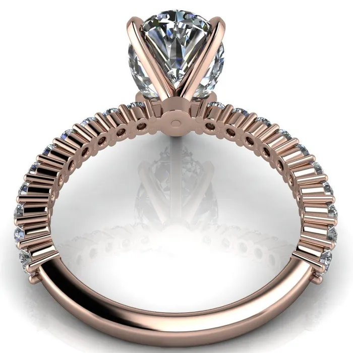 Melina Pear Center Stone 5 Prong Shared Prong Shank Engagement Ring Fire Brilliance Rings