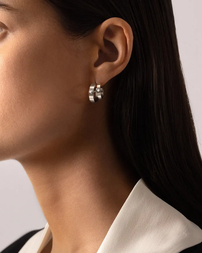 Mood Monday Morning Mood Double Hoops in White Gold Earrings Mood Monday Morning Mood Double Hoops in White Gold Earrings