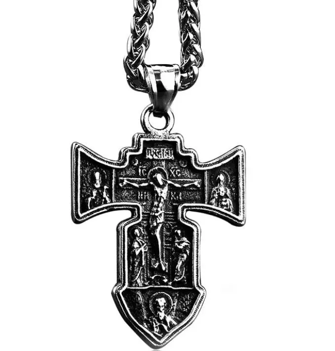 N1152 Gun Metal Jesus Cross Pendant Necklace alice Necklaces