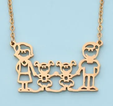 N1401 Gold 2 Girls Family Necklace with FREE EARRINGS alice Necklaces