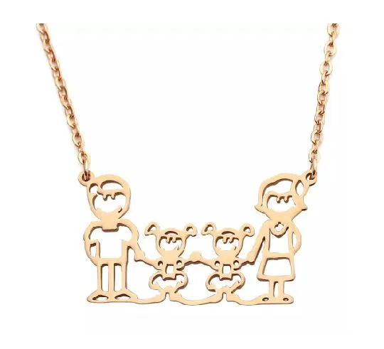 N1401 Gold 2 Girls Family Necklace with FREE EARRINGS alice Necklaces
