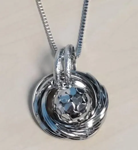 N555 Silver Textured Ball Rings Necklace with FREE Earrings polly Necklaces