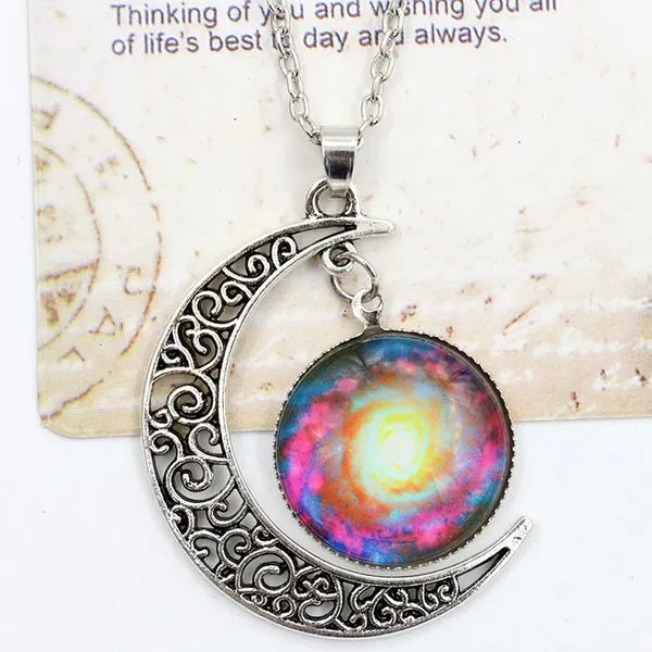 N683 Silver Moon Stargazer Necklace with FREE Earrings POLLY Necklaces