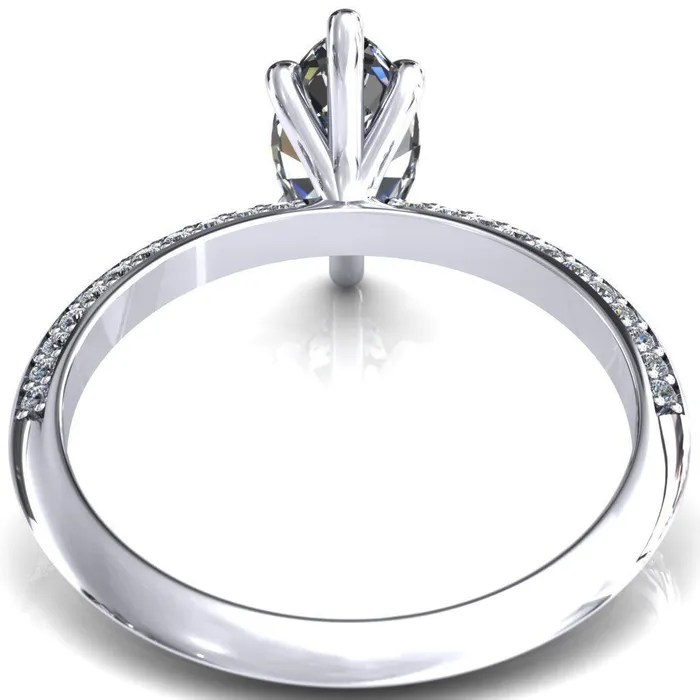 Nancy Marquise Center Stone 6 Prong 12 Eternity Diamond Knife Shank Accent Engagement Ring Fire Brilliance Rings