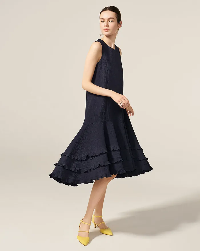 Navy Jean Dress ADEAM Earrings