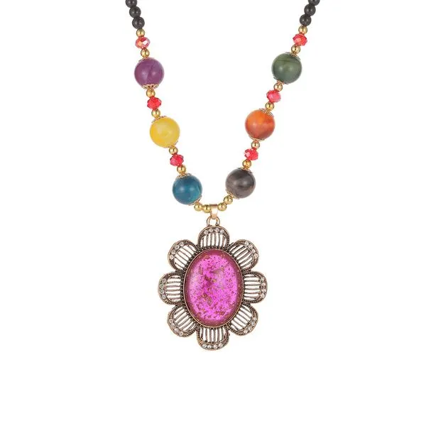 Necklaces 01 N1177 Multi Color Beads Purple Oval Gemstone Necklace FREE Earrings Necklaces 01 N1177 Multi Color Beads Purple Oval Gemstone Necklace FREE Earrings