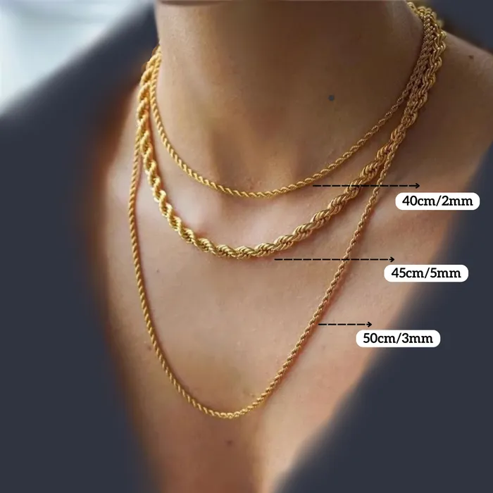 Necklaces 18K GoldFilled Rope Chain Necklace Gold Twisted Rope Chain for Men and Women Jewelvers Necklaces 18K GoldFilled Rope Chain Necklace Gold Twisted Rope Chain for Men and Women Jewelvers