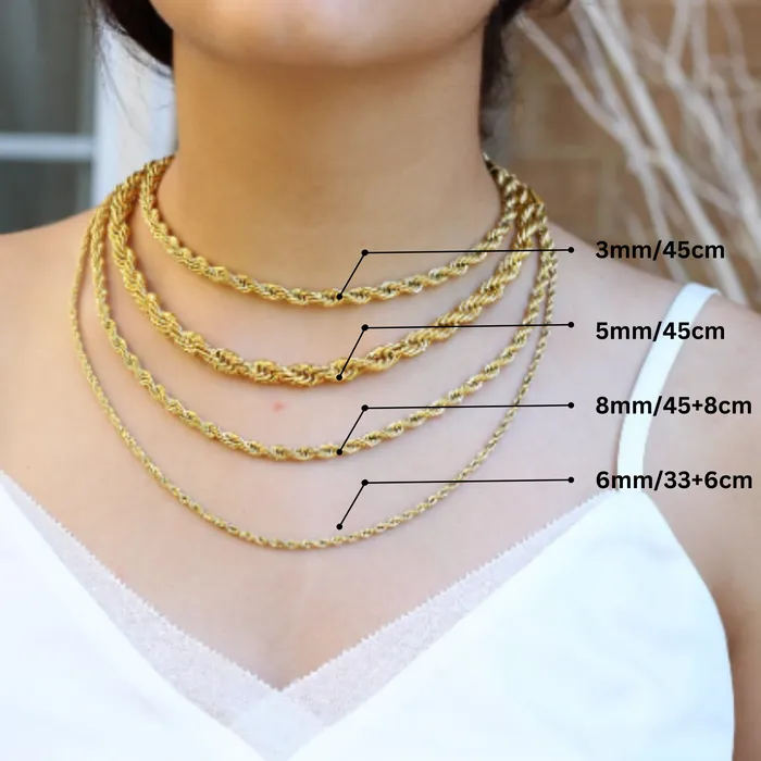 Necklaces 18K GoldFilled Rope Chain Necklace Gold Twisted Rope Chain for Men and Women Jewelvers Necklaces 18K GoldFilled Rope Chain Necklace Gold Twisted Rope Chain for Men and Women Jewelvers