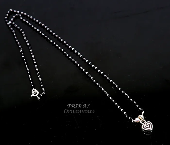 Necklaces 925 sterling silver black beads chain necklace vintage Style pendant traditional style brides Delicate necklace for girls set503 TRIBAL ORNAMENTS