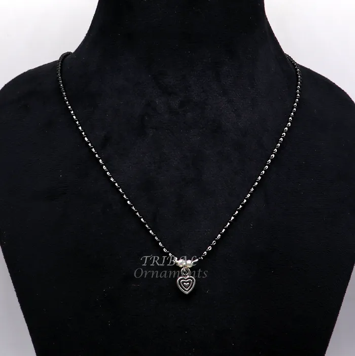 Necklaces 925 sterling silver black beads chain necklace vintage Style pendant traditional style brides Delicate necklace for girls set503 TRIBAL ORNAMENTS