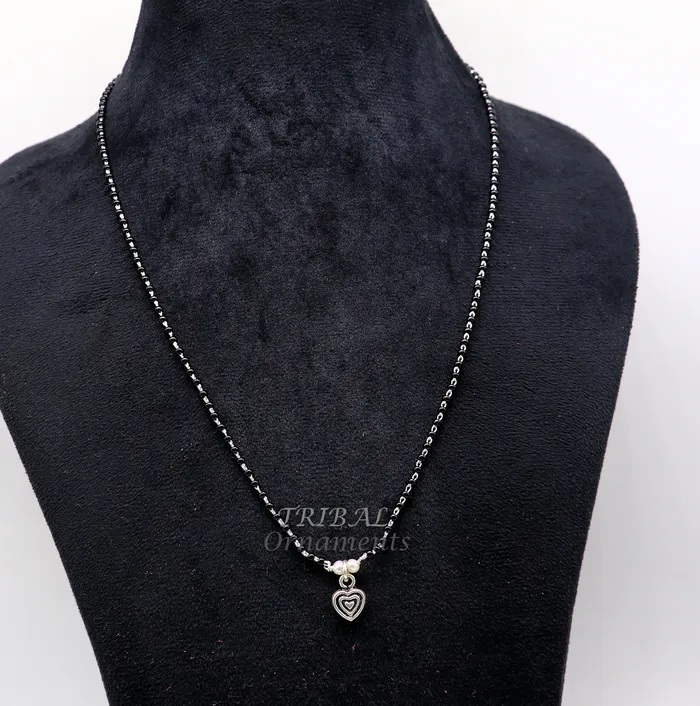Necklaces 925 sterling silver black beads chain necklace vintage Style pendant traditional style brides Delicate necklace for girls set503 TRIBAL ORNAMENTS