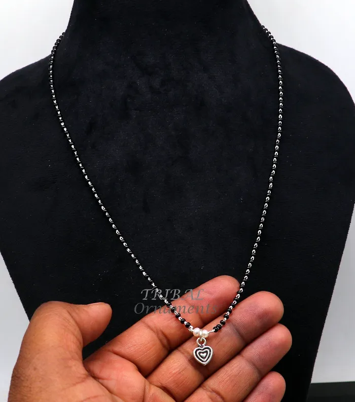 Necklaces 925 sterling silver black beads chain necklace vintage Style pendant traditional style brides Delicate necklace for girls set503 TRIBAL ORNAMENTS