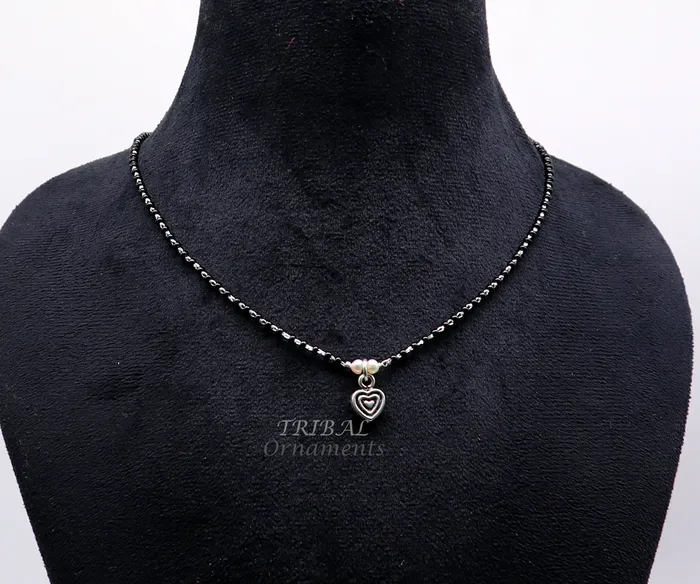 Necklaces 925 sterling silver black beads chain necklace vintage Style pendant traditional style brides Delicate necklace for girls set503 TRIBAL ORNAMENTS