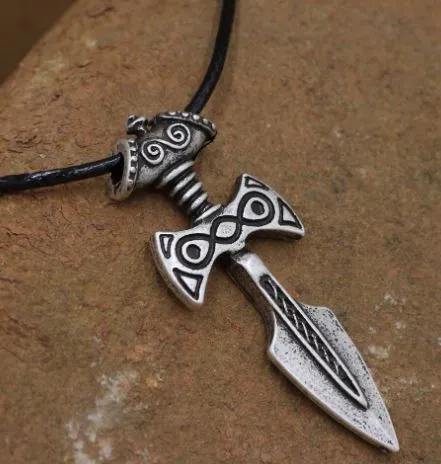 Necklaces alice AZ666 Silver Viking Sword on Leather Cord Necklace with FREE EARRINGS Necklaces alice AZ666 Silver Viking Sword on Leather Cord Necklace with FREE EARRINGS