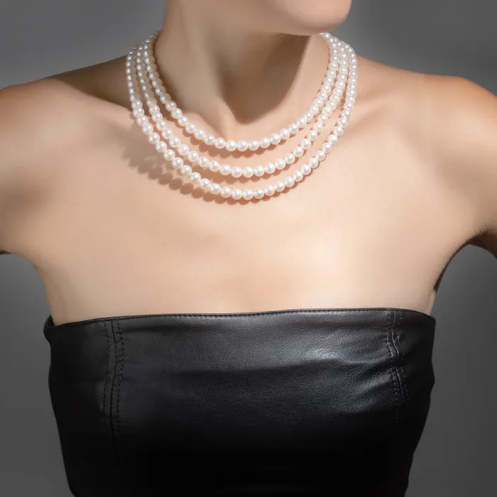 Necklaces Choker Length 3Layer Freshwater Pearl Necklace WN00499 Pearly Lustre