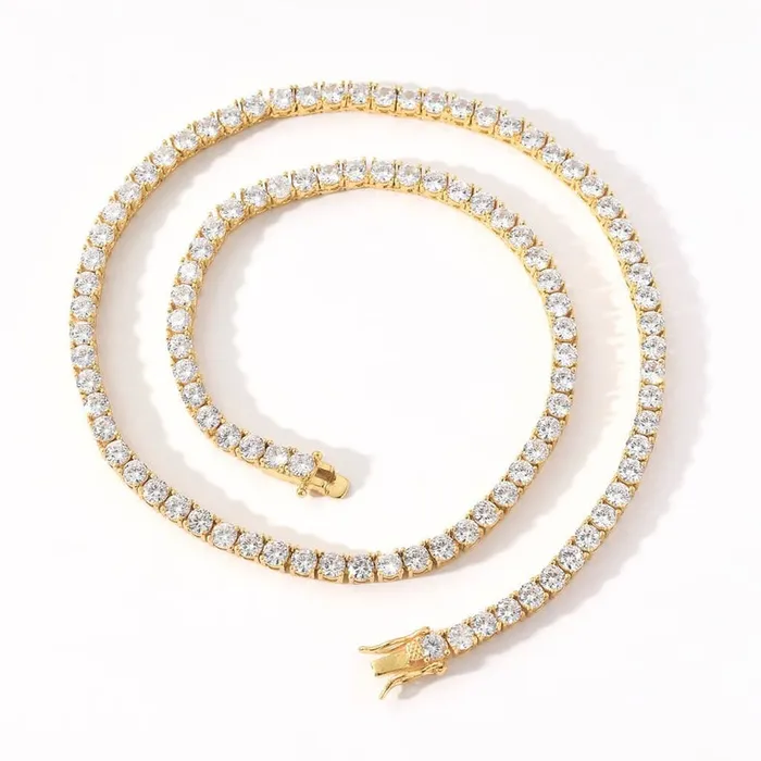 Necklaces Jewelvers 18K GoldFilled Diamond Tennis Chain Necklace