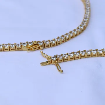Necklaces Jewelvers 18K GoldFilled Diamond Tennis Chain Necklace Necklaces Jewelvers 18K GoldFilled Diamond Tennis Chain Necklace