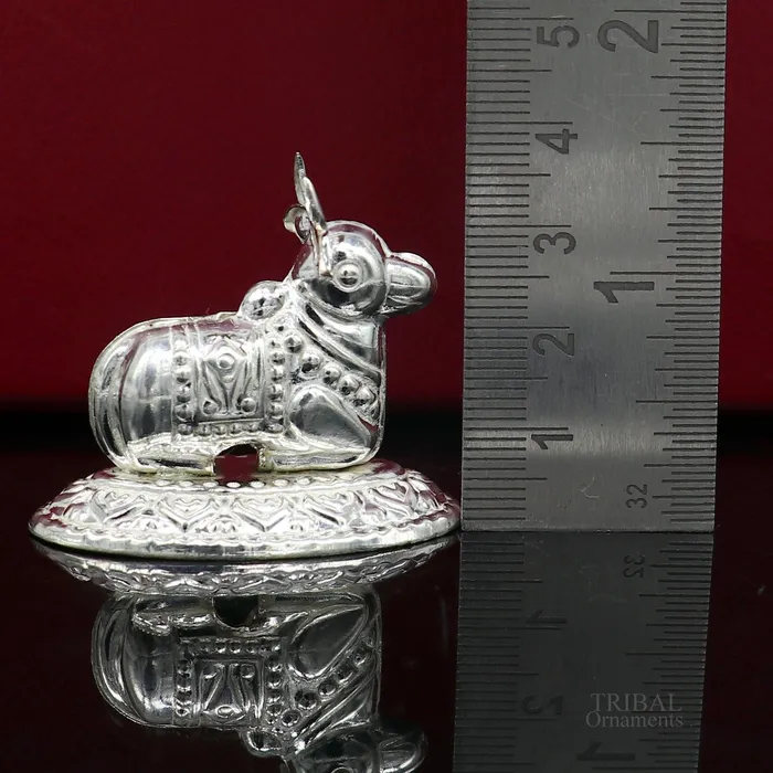 Necklaces Lord Shiva Vahan Nandi Maharaj sterling silver handmade small article for puja best gift for lord Shiva divine statue su614 TRIBAL ORNAMENTS