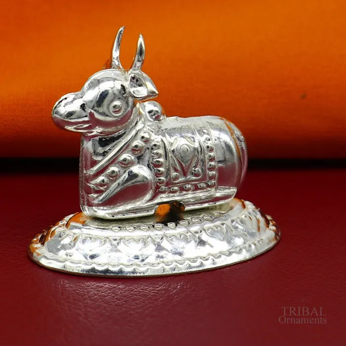 Necklaces Lord Shiva Vahan Nandi Maharaj sterling silver handmade small article for puja best gift for lord Shiva divine statue su614 TRIBAL ORNAMENTS