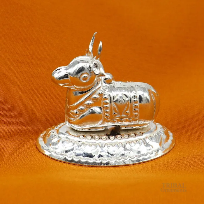 Necklaces Lord Shiva Vahan Nandi Maharaj sterling silver handmade small article for puja best gift for lord Shiva divine statue su614 TRIBAL ORNAMENTS