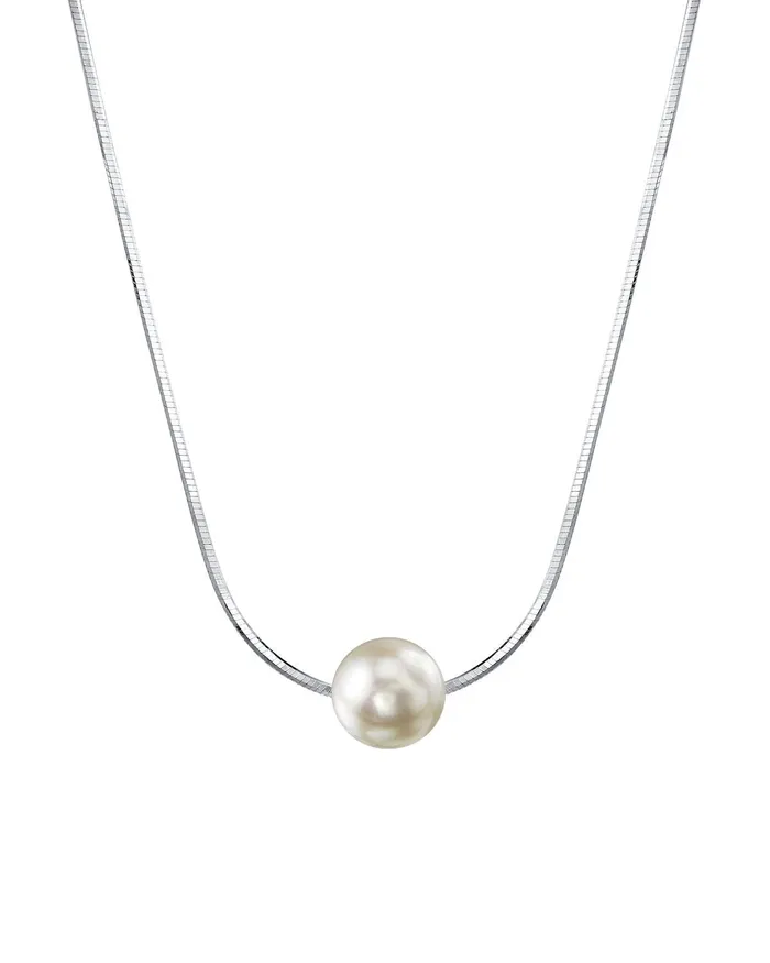 Necklaces Pearl Moments 7075mm Akoya Pearl Silver Adjustable Chain Necklace SPT Necklaces Pearl Moments 7075mm Akoya Pearl Silver Adjustable Chain Necklace SPT