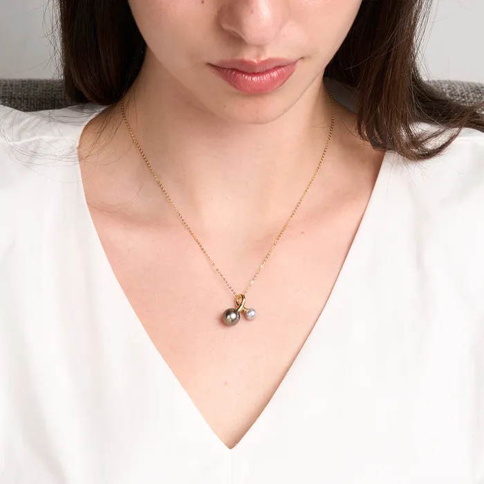 Necklaces Pearly Lustre 18K Solid Gold Tahitian Madama Pearl Necklace KN00148 HARMONY